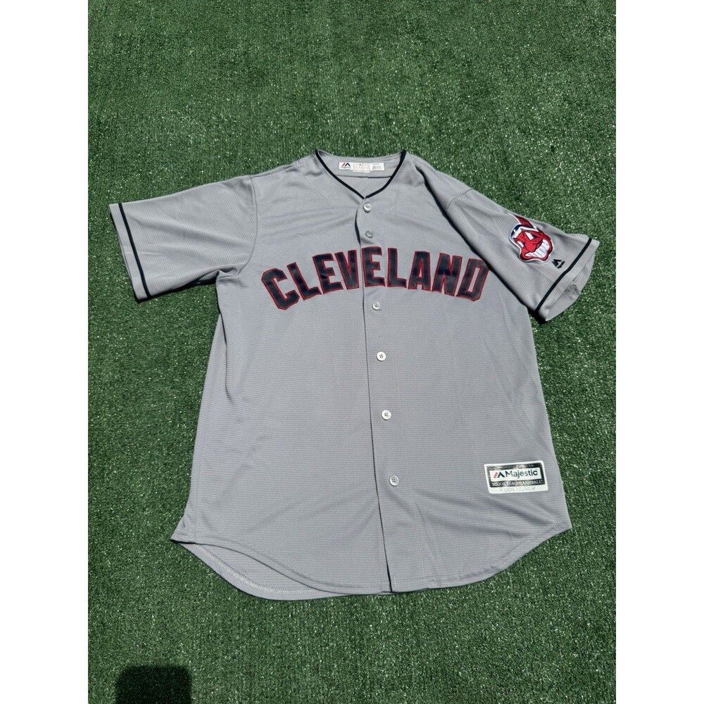Cleveland Indians Majestic MLB Baseball Jersey Gray Stitched Blank Medium